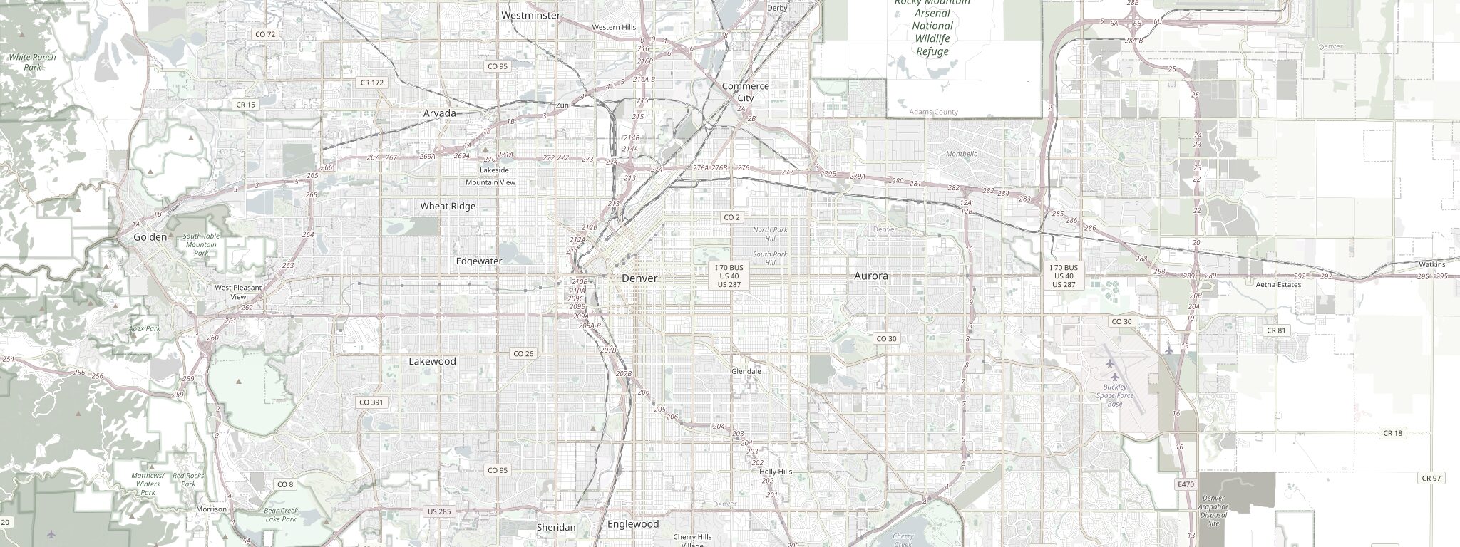Map of Denver, Colorado